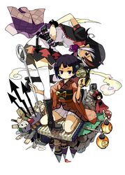  2girls arrow_(symbol) belt belt_boots black_footwear black_hair boots bow camera cape castle checkered cloud cone_horns doll dress flag grey_horns grin holding holding_needle horns impossible_spell_card japanese_clothes jizou kannazuki_hato kijin_seija kimono lantern leaf leaf_on_head mallet multicolored_hair multiple_girls needle nimble_fabric no_headwear obi pleated_skirt purple_eyes purple_hair raccoon_tail red_eyes red_hair sash seiza shining_needle_castle short_hair short_sleeves sitting skirt small_horns smile smirk smoke streaked_hair sukuna_shinmyoumaru surreal tail tanuki touhou upside-down white_hair yin_yang 