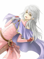  breasts female fiction_(forged) fire_emblem long_hair micaiah nintendo pantyhose silver_hair solo yellow_eyes 