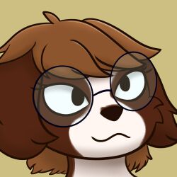  anthro arturfox black_eyes brown_body brown_eyes brown_fur brown_hair canid canine canis domestic_dog eyewear female fur glasses hair mammal smile solo 