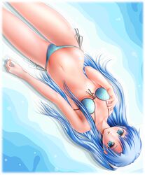  bad_id bad_pixiv_id bikini blue_bikini blue_eyes blue_hair female highres honeycoming_royalsweet long_hair miharin ogata_minatsu polka_dot polka_dot_swimsuit side_ponytail solo swimsuit 