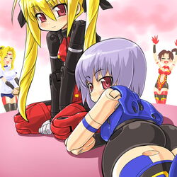  4girls ass bad_id bad_pixiv_id blonde_hair blue_hair busou_shinki dd_(ijigendd) doll_joints espadia eukrante ianeira ianeira_(limited_edition) joints lancamento mecha_musume multiple_girls pink_eyes twintails 