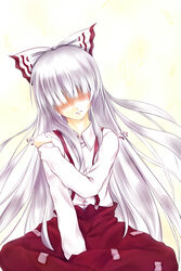  cofi_(eternal) commentary_request female fujiwara_no_mokou hair_over_eyes long_hair sad solo tears touhou very_long_hair 