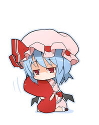  blush_stickers chibi commentary_request female hat holding hugging_object kneeling ladfa photoshop_(medium) pillow pillow_hug remilia_scarlet sleepy solo touhou 