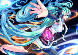  aqua_hair commentary_request female hatsune_miku hatsune_miku_(append) highres hiroaki_(hiropon_pj) long_hair solo twintails very_long_hair vocaloid vocaloid_append 