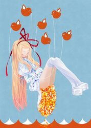  bad_id bad_pixiv_id blonde_hair closed_eyes commentary_request fail_whale female gloves hair_ribbon koushi_rokushiro lolita_fashion long_hair mary_janes original ribbon shoes solo tearra tears thighhighs twitter 