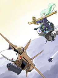  aircraft airplane angry armor ass battle butt_crack choujikuu_yousai_macross cloud cockpit commentary_request esbeliben female fighter_jet flying giant giantess green_hair gun gunpod helmet inui&#039;s_meltran inui_(jt1116) jet long_hair macross mecha meltrandi military military_vehicle non-humanoid_robot panzerschreck pilot pilot_suit pointy_ears power_armor queadluun-rau quimeliquola regult rifle robot rocket_launcher smile u.n._spacy variable_fighter vehicle_focus vf-1 vf-1a walker_(robot) weapon zentradi 