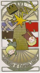  &gt;_&lt; 2boys art_nouveau artist_request axis_powers_hetalia blonde_hair card_(medium) chibi closed_eyes estonia estonia_(hetalia) estonian_flag falling flag glasses industrial_pipe latvia latvia_(hetalia) latvian_flag male_focus multiple_boys receipt screaming tarot tarot_(medium) text_focus the_tower_(tarot) tower 