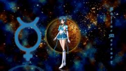  arms_at_sides bishoujo_senshi_sailor_moon blue_bow blue_choker blue_eyes blue_hair blue_sailor_collar blue_skirt boots bow brooch choker circlet commentary elbow_gloves english_commentary female full_body gloves high_heel_boots high_heels highres jewelry leotard magical_girl mercury_(planet) mercury_symbol miniskirt mizuno_ami mugichan07 name_connection object_namesake parted_bangs planet pleated_skirt reflection sailor_collar sailor_mercury sailor_senshi_uniform short_hair skirt solo space standing star_(sky) star_(symbol) star_brooch star_choker super_sailor_mercury_(stars) white_footwear white_gloves white_leotard 