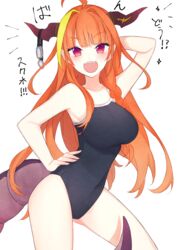  :d ^^^ absurdres ahoge arm_behind_head arm_up armpits ass_visible_through_thighs bad_id bad_pixiv_id between_legs black_one-piece_swimsuit blonde_hair blunt_bangs blush braid breasts collarbone commentary competition_school_swimsuit contrapposto covered_navel cowboy_shot dragon_girl dragon_horns dragon_tail fangs female from_side goggles gradient_eyes grey-framed_eyewear hair_intakes hand_on_own_hip happy highres hololive horns kiryu_coco large_breasts leaning_forward legs_apart long_hair looking_at_viewer multicolored_eyes multicolored_hair neru_(flareuptf1) one-piece_swimsuit open_mouth orange_hair pointy_ears pose purple_eyes red_eyes scar school_swimsuit side_braid sidelocks slit_pupils smile solo sparkle standing streaked_hair swimsuit tail tail_between_legs teeth thighs translated two-tone_hair unworn_eyewear unworn_goggles upper_teeth_only v-shaped_eyebrows very_long_hair virtual_youtuber 