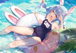  animal_ears braids brat bunny_ears hololive swim_ring twintails underwear usada_pekora water 