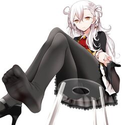  &gt;:( ascot ass bad_id bad_twitter_id black_footwear black_panties black_pantyhose braid brooch brown_eyes closed_mouth collared_shirt cowlick crossed_arms crossed_legs crotch_seam dutch_angle fate/grand_order fate_(series) feet feet_out_of_frame female foot_focus from_below frown gem glass glass_chair hair_between_eyes high_heels holding holding_shoes jewelry lace legs long_hair long_sleeves no_shoes olga_marie_animusphere oouso panties panties_under_pantyhose pantyhose perspective petticoat pleated_skirt red_ascot serious shirt shoes side_braid simple_background single_braid single_shoe sitting skirt soles solo stool thighband_pantyhose toes transparent transparent_seat underwear unworn_shoes upskirt v-shaped_eyebrows white_background white_hair white_skirt wing_collar 