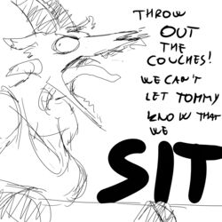  1:1 anthro bovid breasts caprine caprine_demon clothed clothing demon dialogue female goat_demon hi_res hladilnik lucy_(hladilnik) mammal monochrome solo yelling 