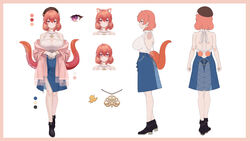  agmn_(agemonooooo) animal_ears ankle_boots backless_outfit boots breasts cleavage cleavage_cutout clothing_cutout color_guide earrings female fold-over_boots from_side full_body glasses hair_ornament hairclip halterneck hat highres huge_breasts jewelry mirolive multiple_views necklace official_art purple_eyes red_hair reference_sheet second-party_source see-through see-through_skirt short_hair simple_background skirt sweater tabasuko_(mirolive) tentacle turnaround turtleneck turtleneck_sweater virtual_youtuber 