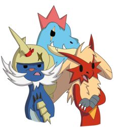  ambiguous_gender anthro avian bird blaziken chibi claws crocodilian facial_hair fan_character feraligatr generation_2_pokemon generation_3_pokemon generation_5_pokemon group horn mammal moustache mustelid nintendo pokemon pokemon_(species) reptile rk rocket_(rk) samurott scalie scar shell teeth 