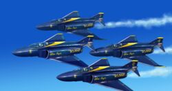  aircraft airplane blue_angels_(team) commentary_request day f-4_phantom_ii fighter_jet jet military military_vehicle original pilot sky united_states_navy vehicle_focus yoshimizu_amine 