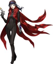  alex_(megami_tensei) blue_eyes blue_hair bodysuit cape doi_masayuki energy_gun female full_body headgear impossible_clothes looking_at_viewer official_art parted_lips ray_gun science_fiction shin_megami_tensei shin_megami_tensei:_strange_journey skin_tight solo standing transparent_background trigger_discipline weapon 