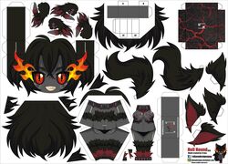  animal_ears animal_hands artist_name black_hair black_sclera breasts character_name chibi claws collar colored_sclera colored_skin commentary_request deviantart deviantart_username dog_ears dog_paws dog_tail el_joey facebook facebook_username female flaming_eyes fur grey_skin grin hellhound_(monster_girl_encyclopedia) highres long_hair medium_breasts monster_girl monster_girl_encyclopedia paper_cutout red_eyes slit_pupils smile solo tail watermark web_address 