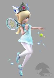  blonde_hair crown geo_exe mario_bros. rosetta_(mario) tennis_ball tennis_racket 