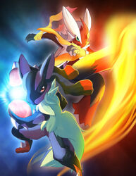  battle_aura blaziken epic lucario mega_evolution_(pokemon) mega_pokemon pokemon pokemon_(game) pokemon_xy 