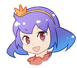  chinese_commentary commentary_request female hair_ornament hairband open_mouth photoshop_(medium) portrait purple_hair red_eyes smile solo touhou xin_yu_hua_yin yasaka_kanako 