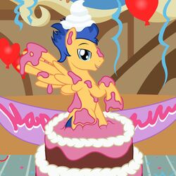  1:1 absurd_res badumsquish balloon banner bedroom_eyes birthday_cake birthday_party cake ceiling_decoration confetti dessert equid equine flash_sentry_(mlp) food food_fetish food_play friendship_is_magic frosting half-closed_eyes hanging_streamer hasbro hi_res horn icing in_food inflatable looking_at_viewer male mammal my_little_pony mythological_creature mythological_equine mythology narrowed_eyes party pegasus pop_out_cake seductive solo spread_wings streamers sugarcube_corner unicorn wing_boner wings 