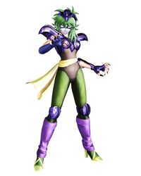  armor female female fingernails gloves green_hair hair_ornament leggings legs leotard long_fingernails long_hair official_art official_artwork ophiuchus_shaina saint_seiya saint_seiya:_sanctuary_battle sash shoulder_pads solo 