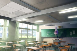  blurry breasts building ceiling_light chair chalkboard classroom commentary_request curtains day desk female gridman_universe indoors jacket light light_purple_hair locker long_sleeves looking_at_viewer miniskirt off_shoulder pajaman pantyhose photoshop_(medium) purple_jacket red_eyes school school_desk shaded_face shinjou_akane shirt short_hair skirt sleeves_past_fingers sleeves_past_wrists solo ssss.gridman standing standing_on_object table window 