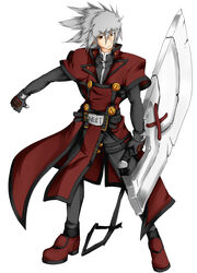  1boy arc_system_works blazblue commentary_request company_connection cosplay costume_switch dokkanohukukaityou guilty_gear heterochromia highres huge_weapon image_sample male_focus md5_mismatch order-sol order-sol_(cosplay) pixiv_sample ragna_the_bloodedge sol_badguy solo sword weapon 