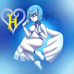  1:1 alternate_species animal_humanoid blue_hair breasts female generation_2_pokemon hair hi_res humanoid humanoidized khblacky97 legendary_pokemon lugia navel nintendo pokemon pokemon_(species) red_eyes simple_background solo 