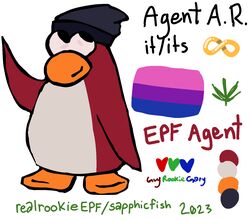  agent_ar anthro autism_symbol avian beanie bird bisexual_pride_colors clothing club_penguin color_swatch drugs gesture hat headgear headwear hi_res lgbt_pride looking_away marijuana penguin pride_colors realrookieepf sapphicfish self_insert solo waving waving_at_viewer 