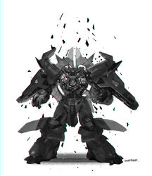  absurdres babyj0 highres looking_at_viewer mecha monochrome neo_granzon no_humans open_hands robot science_fiction solo standing straight-on super_robot super_robot_wars super_robot_wars_original_generation white_background 