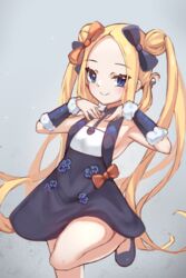  abigail_williams_(fate) bare_shoulders black_bow black_dress blonde_hair blue_eyes blush bow breasts closed_mouth commentary cosplay detached_sleeves double_bun dress fate/grand_order fate_(series) female forehead hair_bun hairbow hands_on_own_chest highres long_hair looking_at_viewer miya_(miyaruta) multiple_bows orange_bow parted_bangs sidelocks small_breasts solo twintails yang_guifei_(fate) yang_guifei_(fate)_(cosplay) yang_guifei_(first_ascension)_(fate) 