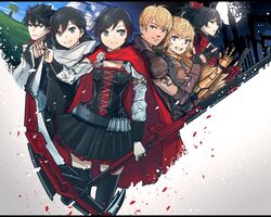  2boys 4girls advarcher alternate_costume bad_id bad_twitter_id black_hair blonde_hair broken_moon brother_and_sister cape crescent_rose husband_and_wife mechanical_arms moon multiple_boys multiple_girls prosthesis prosthetic_arm qrow_branwen raven_branwen ruby_rose rwby scythe siblings single_mechanical_arm sisters summer_rose taiyang_xiao_long uncle_and_niece yang_xiao_long 