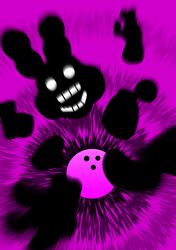  2017 absurd_res ambiguous_gender animatronic black_body bowling_ball crash cursed_image empty_eyes five_nights_at_freddy&#039;s five_nights_at_freddy&#039;s_2 hi_res humor lagomorph leporid machine mammal open_mouth purple_background rabbit robot scottgames shadow_bonnie_(fnaf) shu_20625 simple_background solo soul_devouring_eyes teeth what white_eyes why 