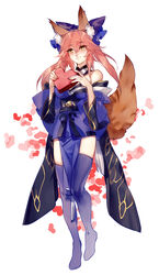  blush brown_eyes caster_(fate/extra) dress fate/extra long_hair pink_hair smile tail twintails valentines 