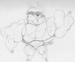  abs anthro asinus baba_looey big_muscles breasts donkey equid equine eyelashes eyewear female glasses grin half-closed_eyes hanna-barbera hooves huge_muscles jellystone_(hbo_max) long_ears looking_at_viewer mammal monochrome muscular muscular_anthro muscular_female narrowed_eyes sbshouseofpancakes smile solo the_quick_draw_mcgraw_show top_heavy traditional_media_(artwork) wide_hips 