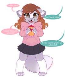  anthro dialogue domestic_cat english_text felid feline felis female hi_res mammal solo strawberryneko text 