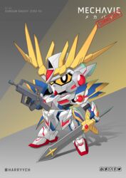  artist_name assault_rifle bullpup chibi commission english_commentary famas fusion gun gundam gundam_00 gundam_barbatos gundam_exia gundam_narrative gundam_tekketsu_no_orphans gundam_unicorn harryych highres holding holding_gun holding_sword holding_weapon mecha no_humans nt-d rifle robot science_fiction sd_gundam sd_gundam_gaiden solo standing sword unicorn_gundam_phenex v-fin versal_knight_gundam weapon wing_gundam_zero_custom yellow_eyes 