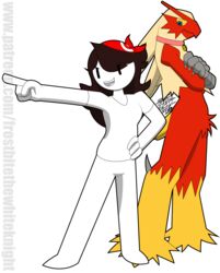  absurd_res alpha_channel bandana black_eyes blank_humanoid blaziken blue_eyes brown_hair collar crossed_arms feathers female frostbitewhiteknight generation_3_pokemon gesture hair hand_gesture hi_res human humanoid jaiden_animations kerchief mammal nintendo nuzlocke pointing pokemon pokemon_(species) red_body red_feathers signature teriyaki_(jaidenanimations) watermark yellow_body yellow_feathers yellow_sclera youtube youtuber 