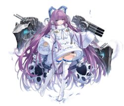  animal_ears azur_lane blue_eyes boots coat dress duffel_coat earmuffs fake_animal_ears female full_body fur_trim highres kincora long_hair long_sleeves looking_at_viewer machinery official_art open_mouth purple_hair solo sweater sweater_dress tashkent_(azur_lane) thigh_boots thighhighs torpedo_tubes transparent_background turret very_long_hair white_coat white_footwear wide_sleeves winter_clothes zettai_ryouiki 