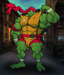  abs alligator_snapping_turtle anthro band-aid bandage bandana belt biceps flexing hi_res kerchief male muscular muscular_anthro muscular_male pecs rackun raphael_(rottmnt) raphael_(tmnt) reptile rise_of_the_teenage_mutant_ninja_turtles scalie shell snapping_turtle solo teenage_mutant_ninja_turtles turtle 