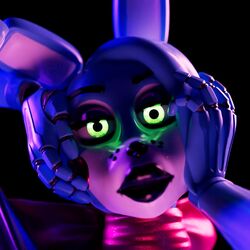  1:1 3d_(artwork) animatronic anthro atherenders black_nose blue_body blue_hair bow_tie cheek_dots digital_media_(artwork) eyebrows eyelashes female five_nights_at_freddy&#039;s five_nights_at_freddy&#039;s_2 glowing glowing_eyes green_eyes hair humanoid lagomorph leporid lips machine mammal rabbit rabbit_ears robot robot_anthro robot_humanoid robotic_hand scottgames solo thick_lips toy_bonnie_(fnaf) toy_bonnie_(psychojohn2) 