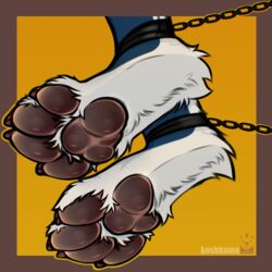  1:1 4_toes absurd_res anthro barefoot blue_body blue_feet blue_fur bound brown_claws brown_pawpads candy chained chains claws countershade_feet countershading cuff_(restraint) dessert digitigrade dragon feet fetter finger_claws fluffy_paws food foot_fetish foot_focus foot_rub fur gyve hi_res jelly_bean koshkame mammal metal_cuffs mythological_creature mythological_scalie mythology nefitail pawpads paws pink_claws raised_paw restraints scalie shackles soles solo toes white_body white_feet white_fur 