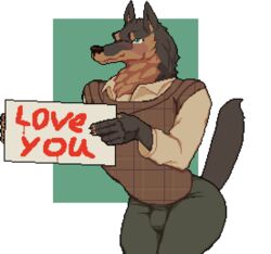  animated anthro blush brown_body bulge canid canine clothing digital_media_(artwork) fur hair male mammal mertvykhcrows pixel_(artwork) short_playtime simple_background solo tail tail_motion 