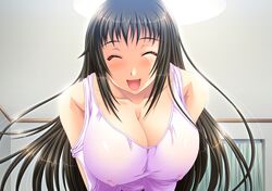  artist_request bare_shoulders black_hair blush breasts character_request cleavage closed_eyes dekakute_ecchi_na_ore_no_ane erect_nipples female huge_breasts kaneshiro_wataru long_hair open_mouth smile source_request tsukino_(dekakute_ecchi_na_ore_no_ane) 