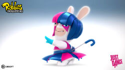  16:9 3d_(artwork) 4k absurd_res adobe_illustrator_(artwork) adobe_photoshop_(artwork) anthro autodesk_3ds_max_(artwork) bangs blue_clothing blue_hair blue_handwear blue_mittens blue_wristband bodypaint bottomwear clothed clothed_anthro clothed_female clothing colored crop_top crossover dancing digital_media_(artwork) english_description english_text face_paint featureless_legs female female_anthro full-length_portrait fully_clothed fully_clothed_anthro fully_clothed_female fur gradient_background hair handwear hi_res just_dance lagomorph logo long_ears looking_at_viewer mammal medium_hair mittens multicolored_body multicolored_bottomwear multicolored_clothing multicolored_hair multicolored_skirt noseless pink_bottomwear pink_clothing pink_crop_top pink_shirt pink_skirt pink_topwear portrait rabbid raving_rabbids rayman_(series) shirt short_legs simple_background skirt smile smiling_at_viewer solo standing straight_arm tan_inner_ear teeth text thomas_veyrat title topwear two_tone_body two_tone_bottomwear two_tone_clothing two_tone_hair two_tone_skirt ubisoft white_body white_fur widescreen zbrush_(artwork) 