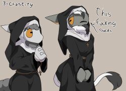  christian_cross christian_symbol christianity cross dialogue duo english_text female kinktober kinktober_2025 lana_(naysayingmongrel) mammal naysayingmongrel nun nun_outfit profanity religion religious_symbol text the_nature_of_predators venlil_(the_nature_of_predators) 
