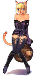  :3 :d adventurer_(ff11) animal_ears bare_shoulders belt blonde_hair blue_eyes blue_hairband breasts cameltoe cat_ears cat_girl cat_tail cleavage collarbone cross-laced_clothes cross-laced_legwear fangs female final_fantasy final_fantasy_xi hair_between_eyes hairband knees_together_feet_apart long_sleeves magic_pot mithra_(ff11) multicolored_hairband off_shoulder panties purple_belt purple_panties purple_robe purple_thighhighs red_hairband robe short_hair simple_background sitting sleeves_past_fingers sleeves_past_wrists small_breasts smile solo tail taisai_soft thighhighs thighs underwear white_background white_hairband 