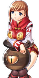  :o adventurer_(ff11) blue_eyes breast_rest breasts brown_hair covered_nipples female final_fantasy final_fantasy_xi hume kneehighs knees_together_feet_apart lips long_sleeves magic_pot medium_breasts open_mouth pink_lips purple_socks robe short_hair simple_background socks solo standing taisai_soft thighs white_background white_mage_(final_fantasy) 