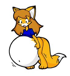  anthro barefoot belly big_belly breasts canid canine clothed clothing feet female fox heavy huge_belly hyper hyper_pregnancy inari_tai mammal pantsless pregnant pregnant_anthro pregnant_female saburox small_breasts solo surprised_expression unbalanced 